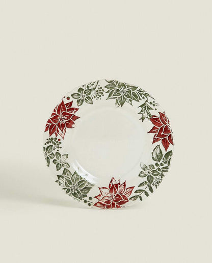 POINSETTIA GLASS DESSERT PLATE