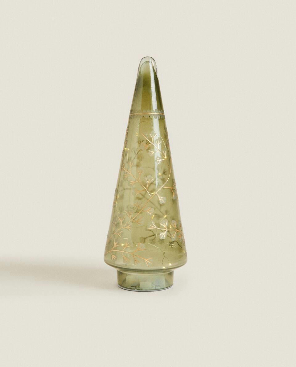 GLASS LED LIGHT CHRISTMAS TREE DECORATION