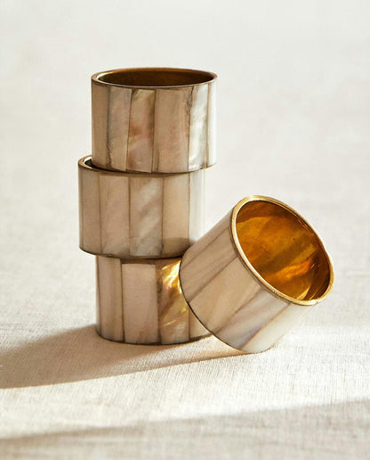 MOTHER-OF-PEARL NAPKIN RINGS (PACK OF 4)