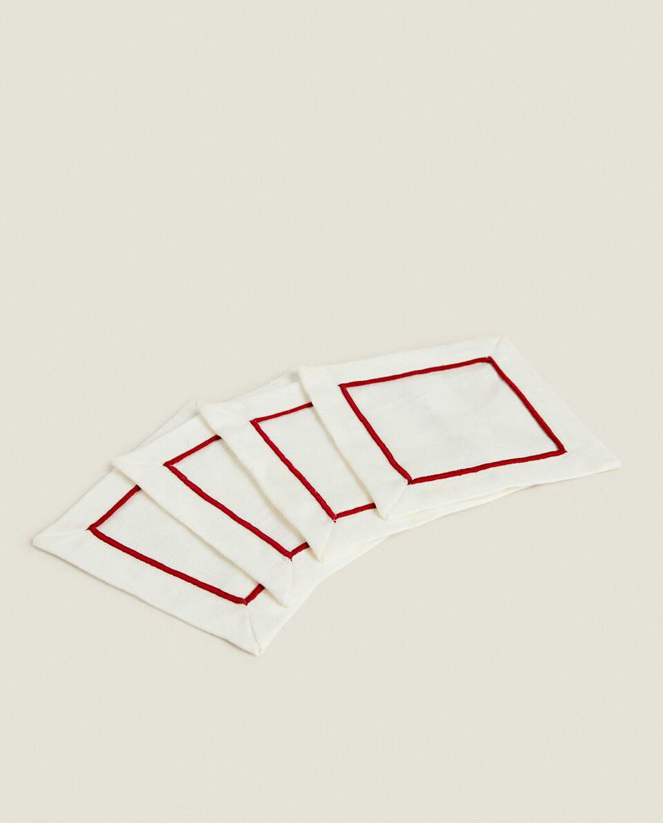 PACK OF LINEN CHRISTMAS COASTERS (PACK OF 2)