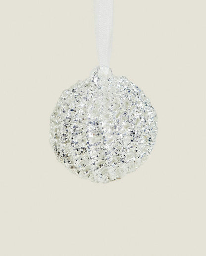 GLITTERY GLASS CHRISTMAS BAUBLE DECORATION
