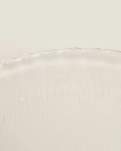 CHRISTMAS GLASS DESSERT PLATE WITH GOLD RIM