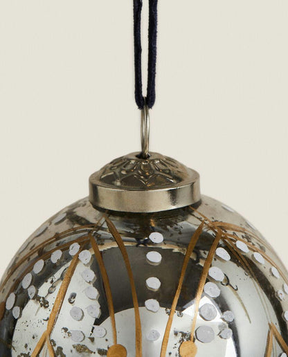 PAINTED GLASS BAUBLE CHRISTMAS DECORATION