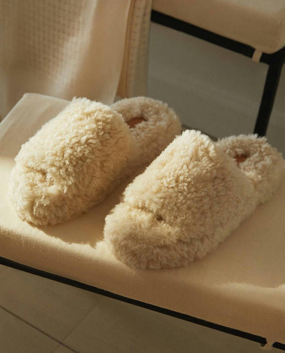FAUX FUR PLATFORM SLIDER SLIPPERS