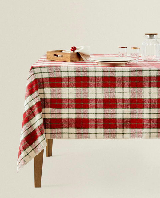 CHRISTMAS TARTAN COTTON TABLECLOTH