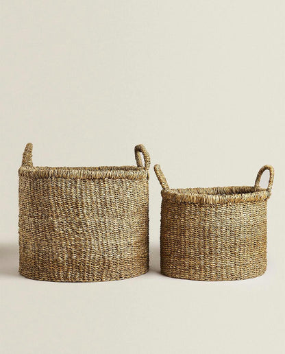LARGE SEAGRASS BASKET WITH HANDLES