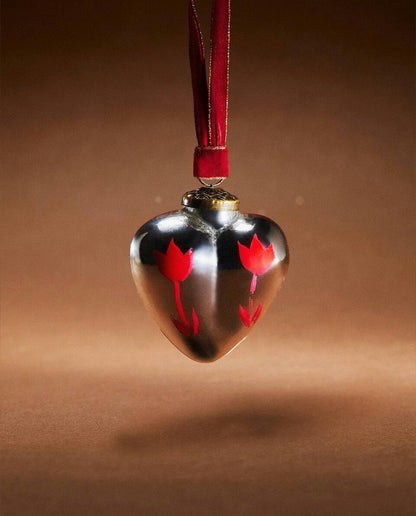 GLASS HEART CHRISTMAS DECORATION