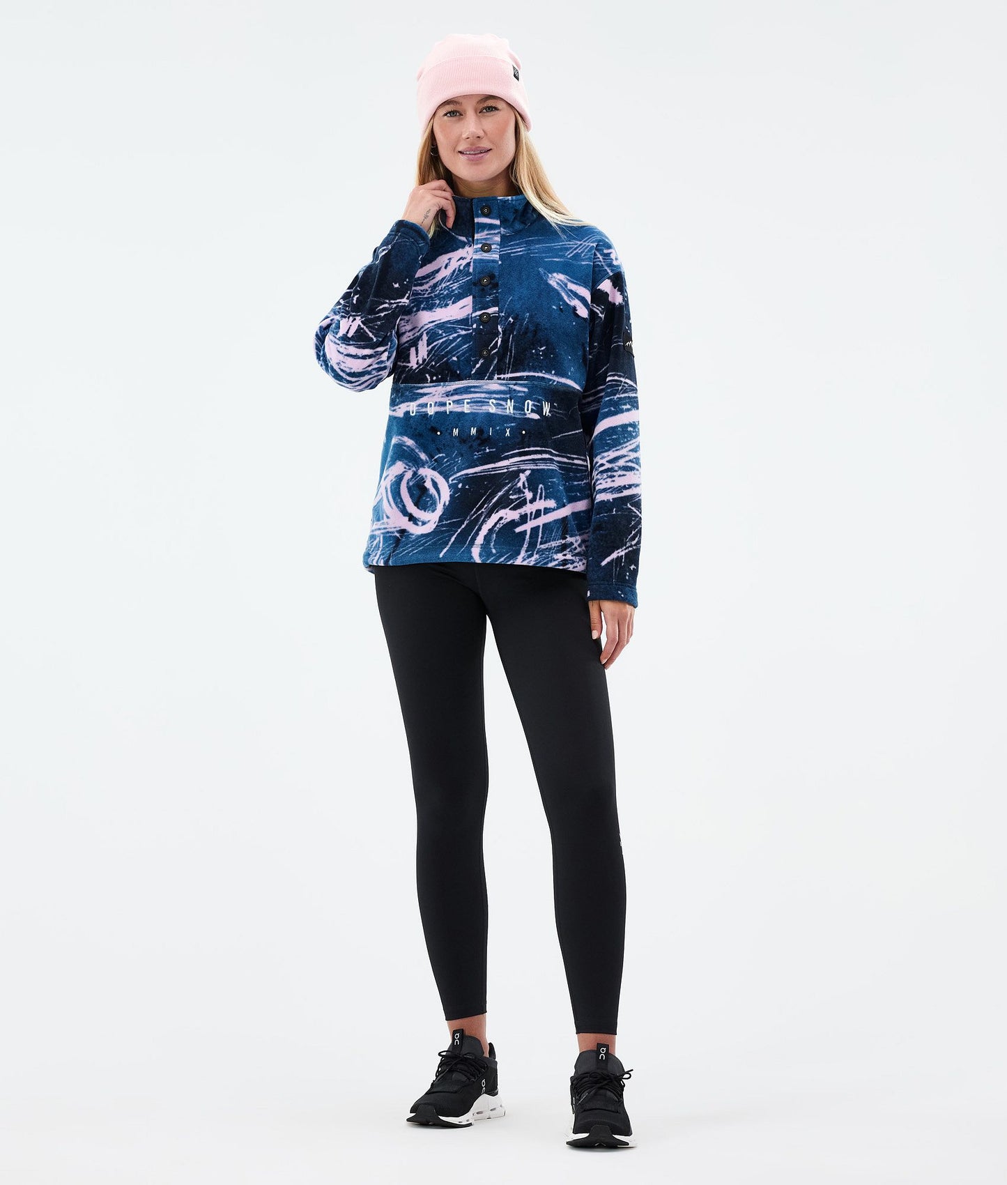 Fleece Sweater For Women Carvings Pink