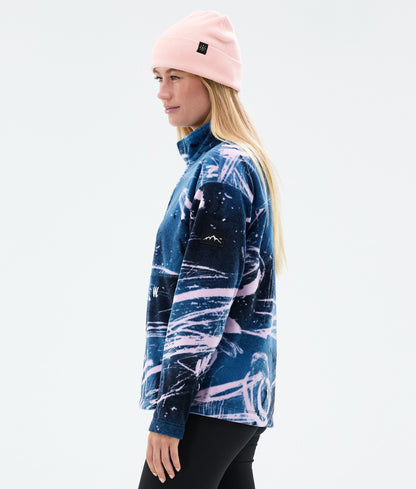 Fleece Sweater For Women Carvings Pink