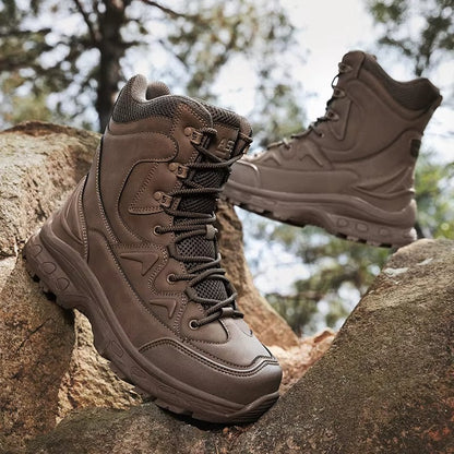 (Limited Time Discount 49% off)Men's Waterproof Ankle Support Tactical Boots Military Anti-Puncture Wide Toe Box Hiking Boots