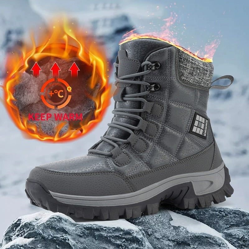 (⏰Limited Time Discount 49% off)Men's Thick Warm Snow Boots Wide Toe Anti-skid Fur Lined Leather Boots Waterproof Winter Hiking Boots